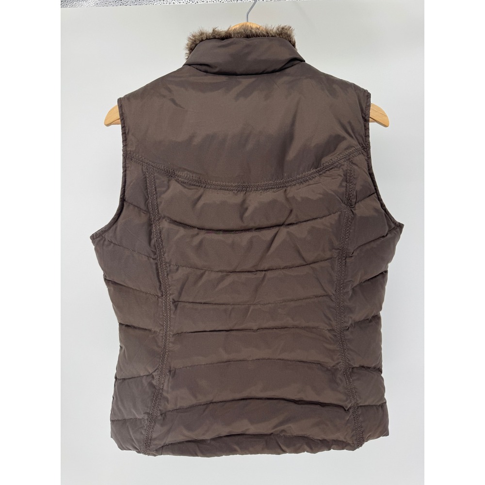 Eddie Bauer Goose‎ Down Puffer Vest Womens M Brown Quilted Outdoor Hiking Zip - Picture 3 of 10